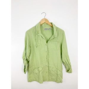 Chico's Green Linen Button Front Jacket